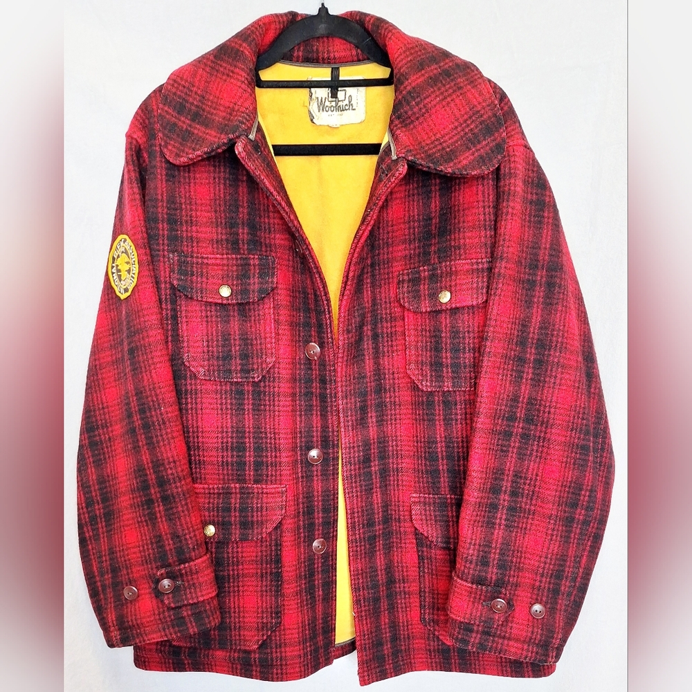 ​RARE VINTAGE 1940s-1950s Woolrich Plaid Wool Hunting Mackinaw Jacket Coat - 44